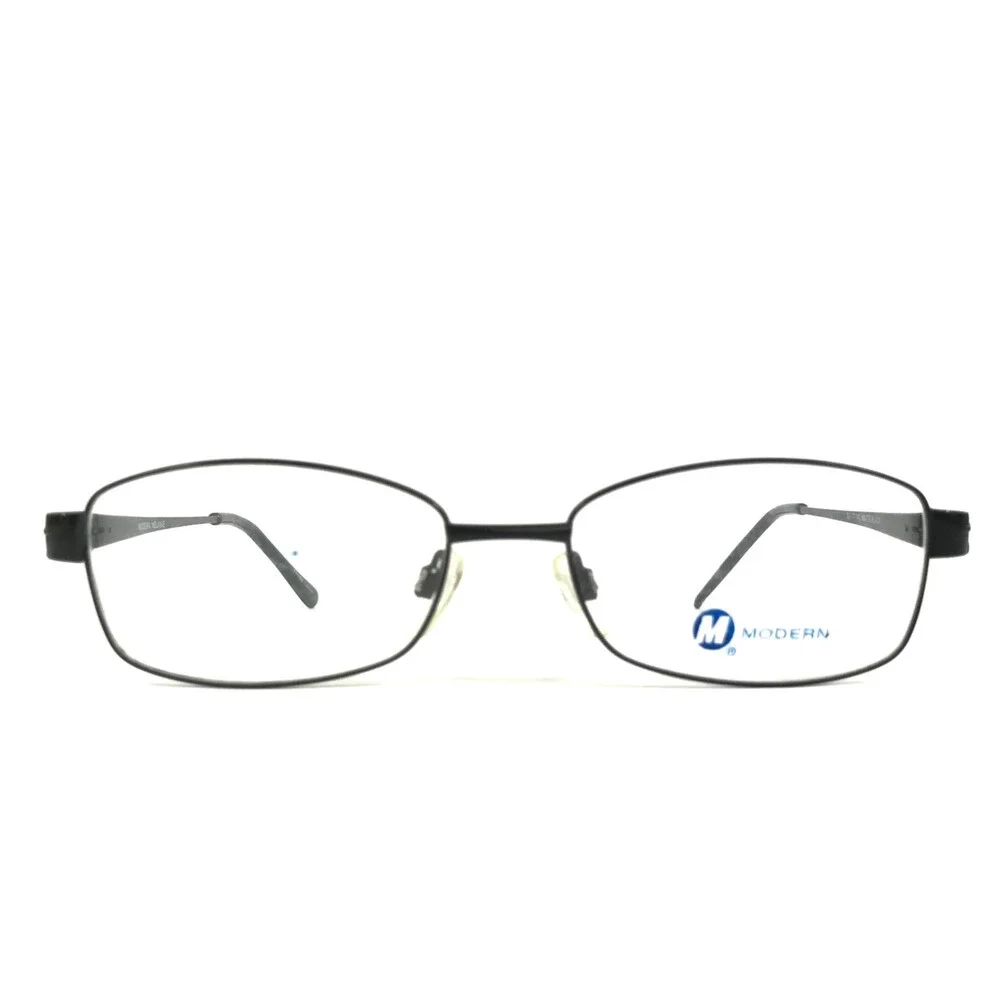 Modern Eyeglasses Frames MELANIE MATTE BLACK Rectangle Wire Rim 53-17-140